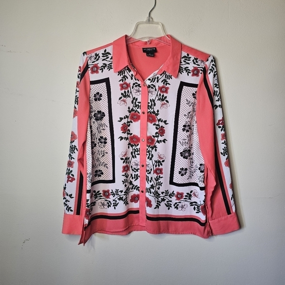 Liz Claiborne Career Floral Lightweight Button Down Size Small Coastal Cowgirl - Picture 2 of 9